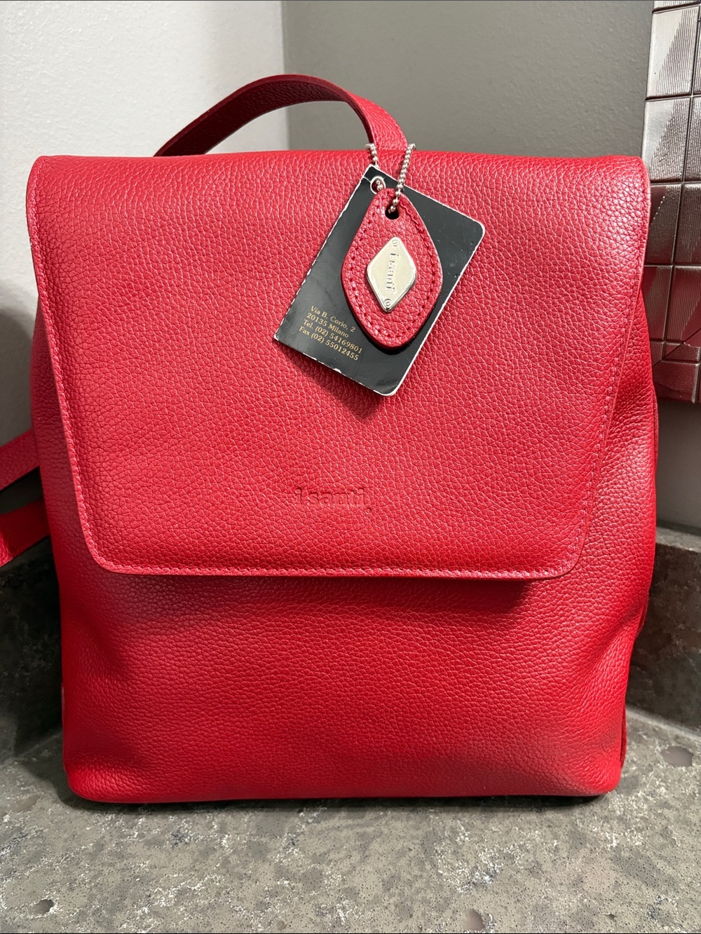 I Santi Women’s Red Leather Backpack
